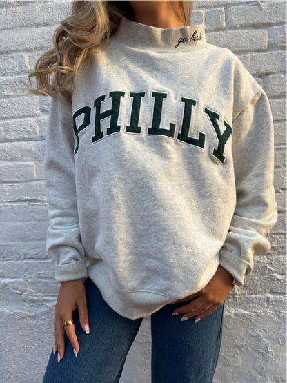 Damen Oversized Sweatshirt mit Schriftzug Groß