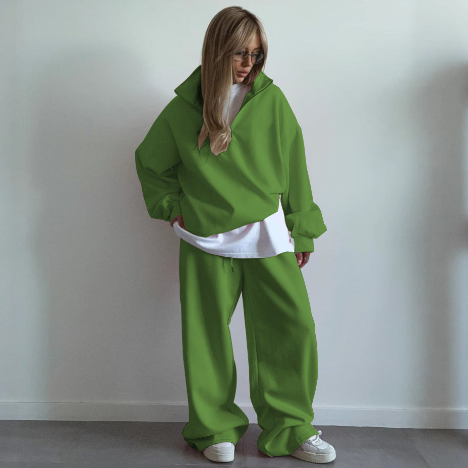 Damen Fleece Zip Hoodie Bequem Weite Ärmel Norvielle