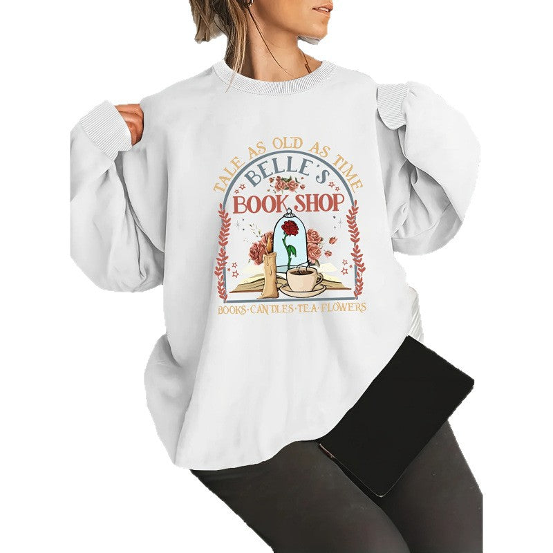 Damen Sweatshirt Buchladen-Motiv Norvielle