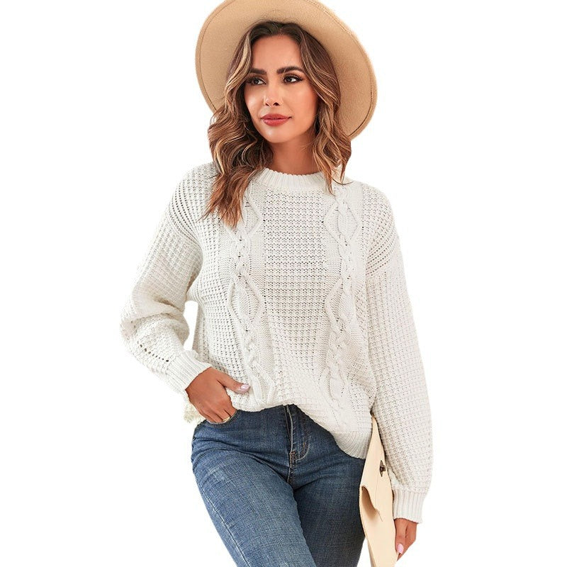 Damen Strickpullover Zopfmuster Lässig Norvielle
