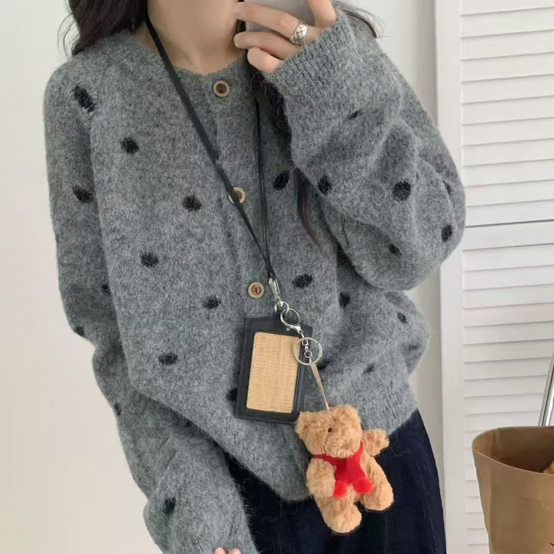 Damen Strickpullover Kuschelig Punktmuster Norvielle