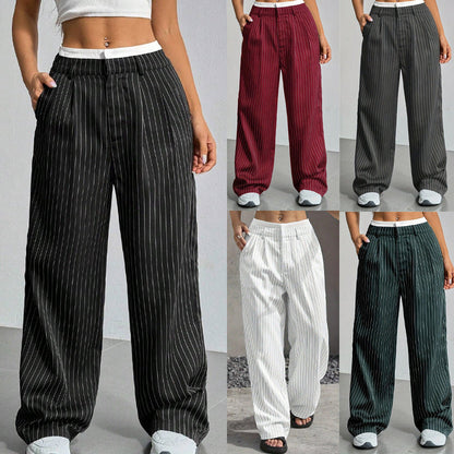 Damen Hochwasserhose Klassisch Schräge Taschen Schwarz Norvielle - Norvielle