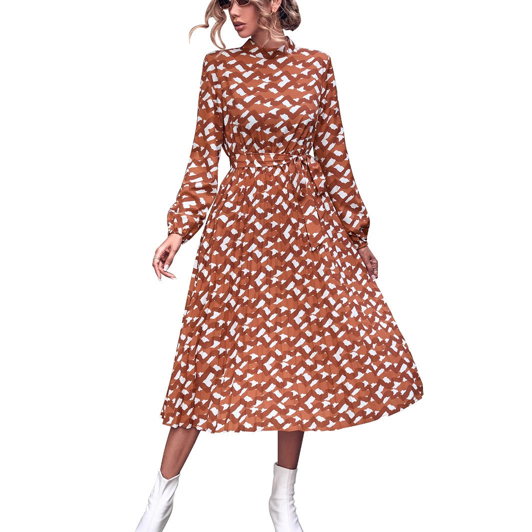 Damen Midikleid Rüschendetails Kreatives Muster Norvielle