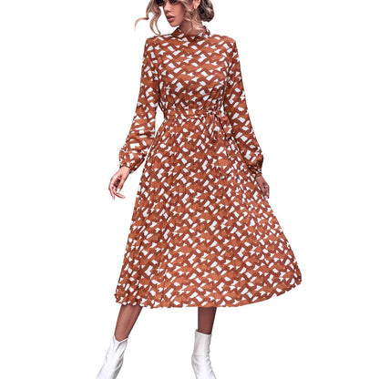 Damen Midikleid Rüschendetails Kreatives Muster Norvielle