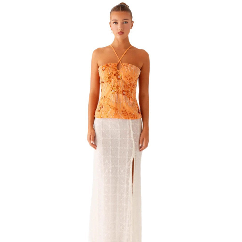 Damen Bustier-Oberteil Glitzernd Floralmuster