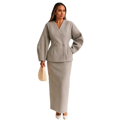 Damen Bleistiftkleid mit Blazer-Oberteil und Puffärmeln Norvielle