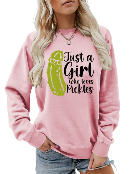 Damen Sweatshirt Gurkenmotiv Lässig Grün Norvielle
