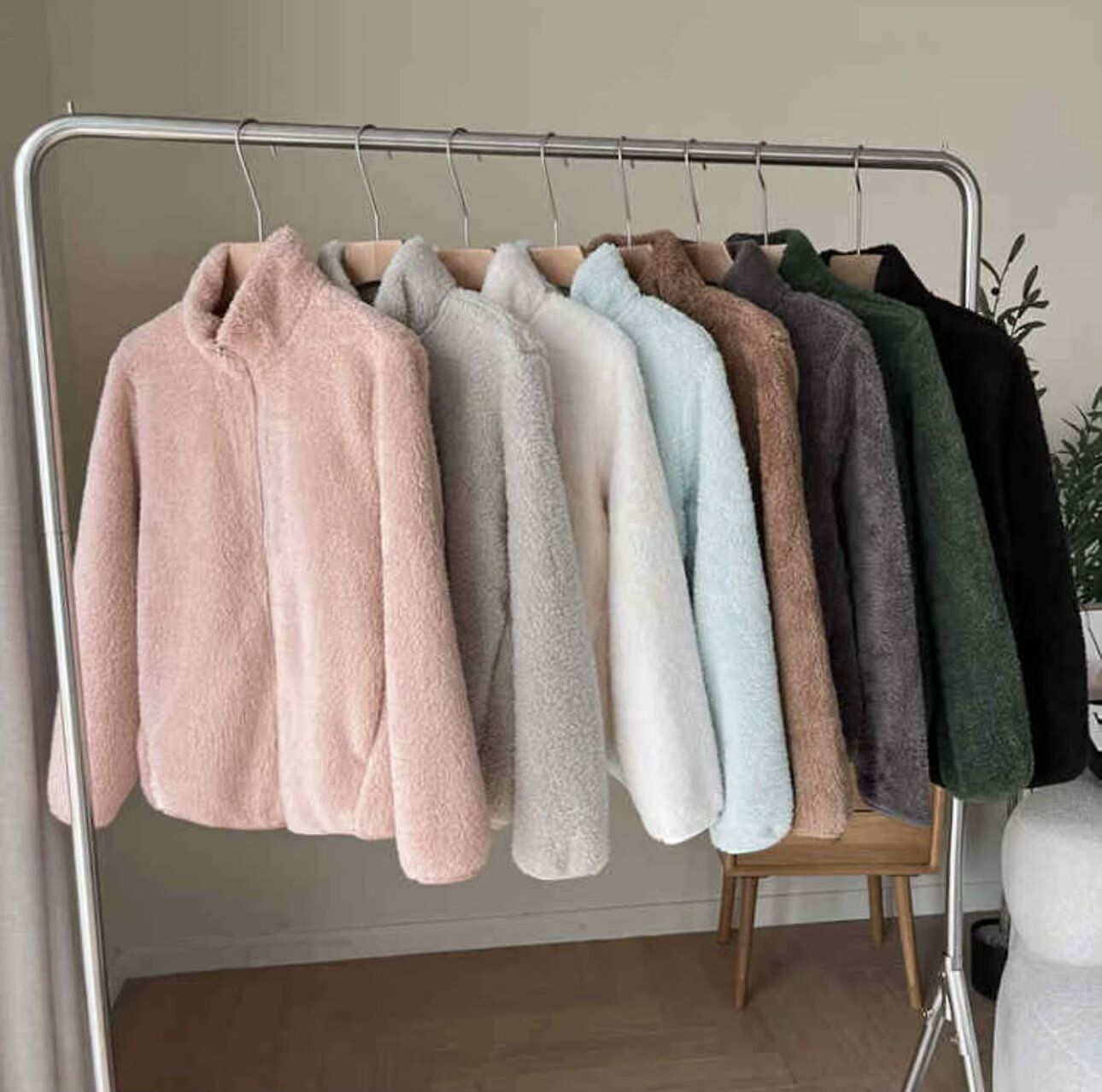 Damen Fleecejacke Flauschig Hochkragen Reißverschluss Norvielle