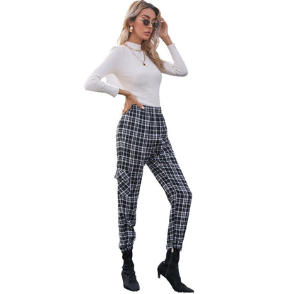 Damen Karohose Elastischer Bund Bequem Norvielle