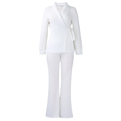 Damen Blazer-Set Weites Bein Modischer Gürtel