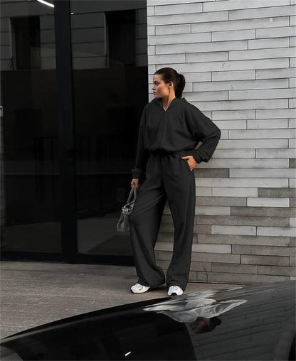 Damen Jumpsuit mit Kapuze und weitem Schnitt Norvielle