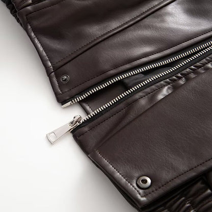 Damen Kunstlederjacke Innovatives Design Praktische Taschen