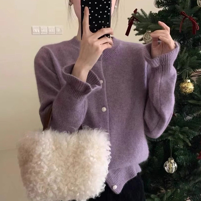 Damen Strickjacke Perlmuttknöpfe Beige Norvielle - Norvielle