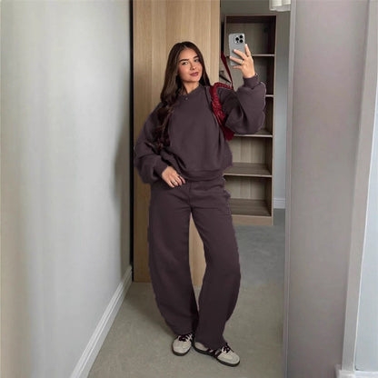 Damen Cropped Sweatshirt Set mit weiten Jogginghosen Norvielle