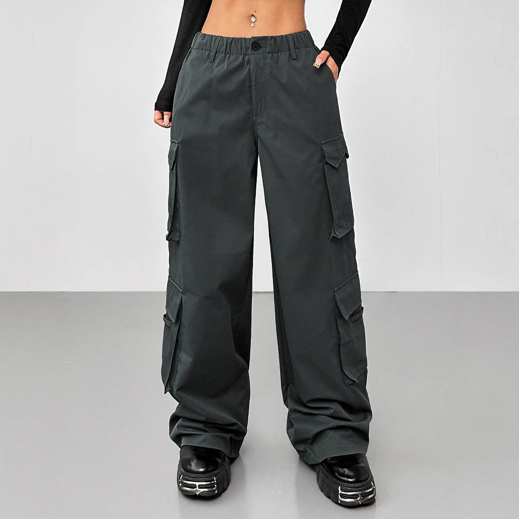 Damen Cargo-Hose Elastischer Bund Praktische Taschen
