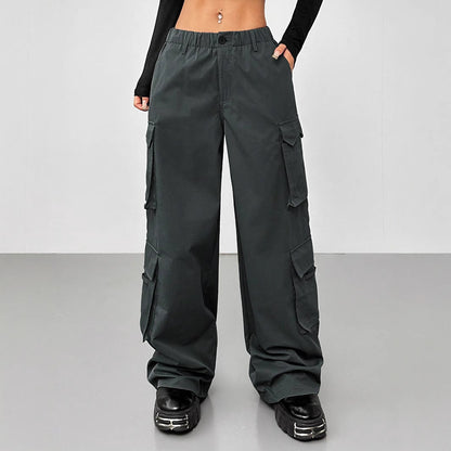 Damen Cargo-Hose Elastischer Bund Praktische Taschen