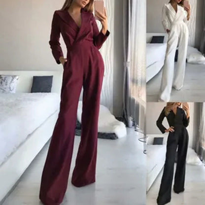 Damen Jumpsuit Figurbetont Weites Bein Norvielle