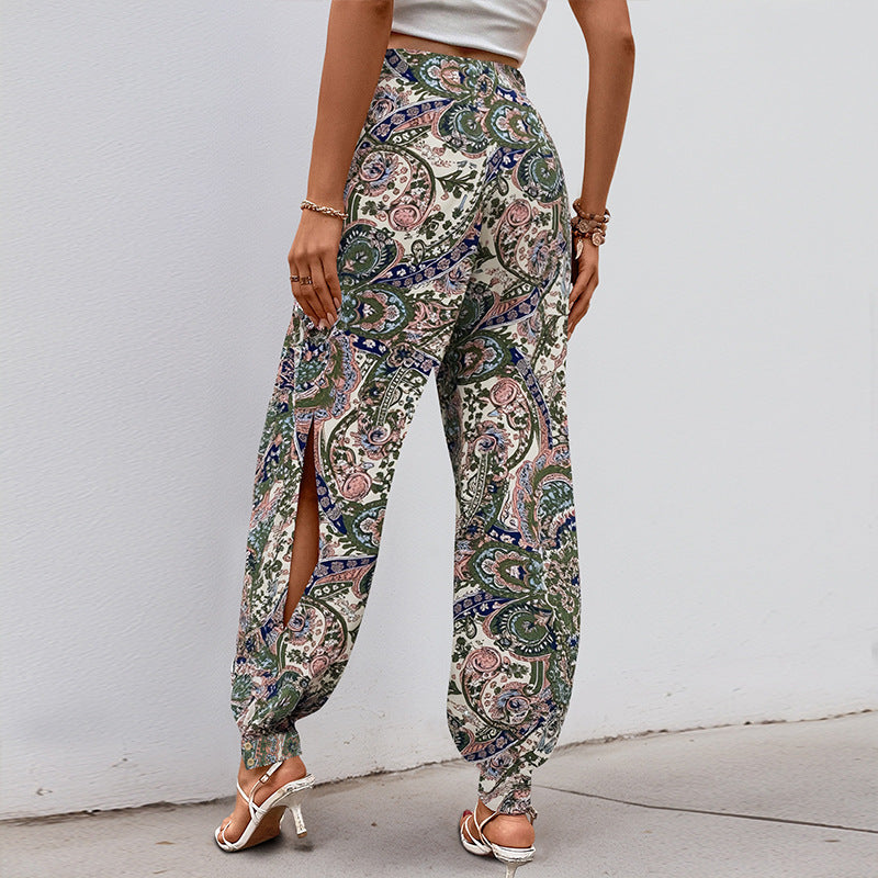 Damen Palazzo-Hose Floralmuster Elastischer Bund Norvielle