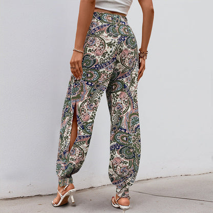 Damen Palazzo-Hose Floralmuster Elastischer Bund Norvielle