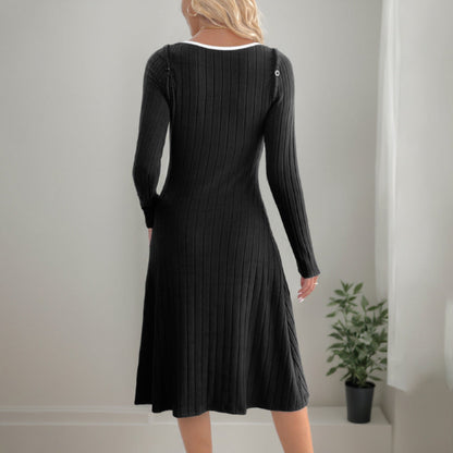 Damen Ärmelloses Midi-Kleid Feine Rippstrukturen Eleganter Schlitz