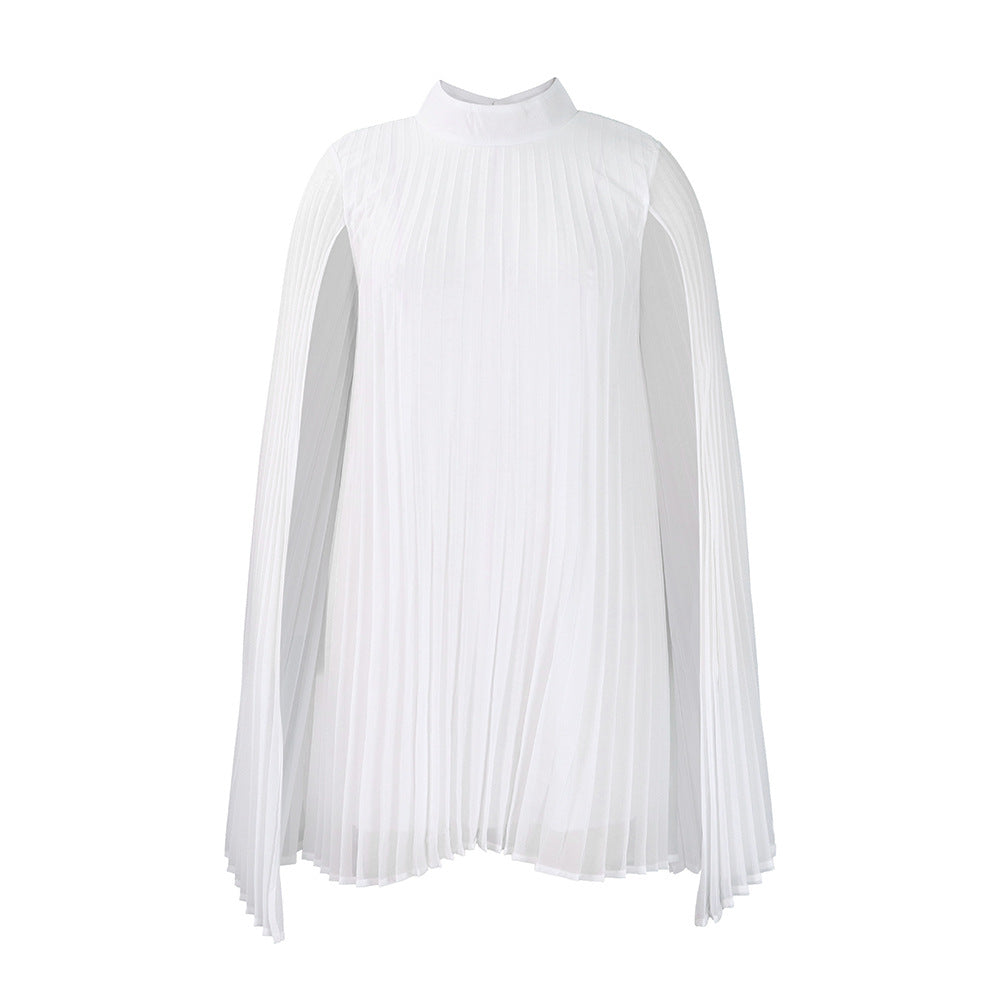 Damen Plisseekleid mit Kapuze und schwingendem Schnitt