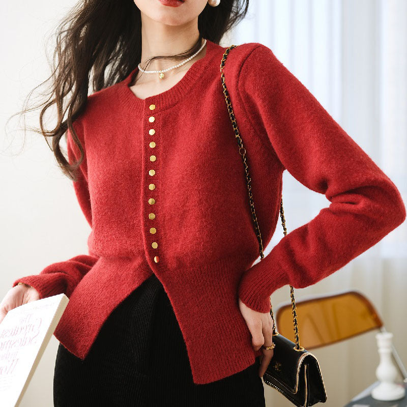 Damen Strickcardigan Lässiger Schnitt Dekorative Knöpfe Norvielle