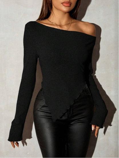 Damen Asymmetrischer Strickpullover Norvielle