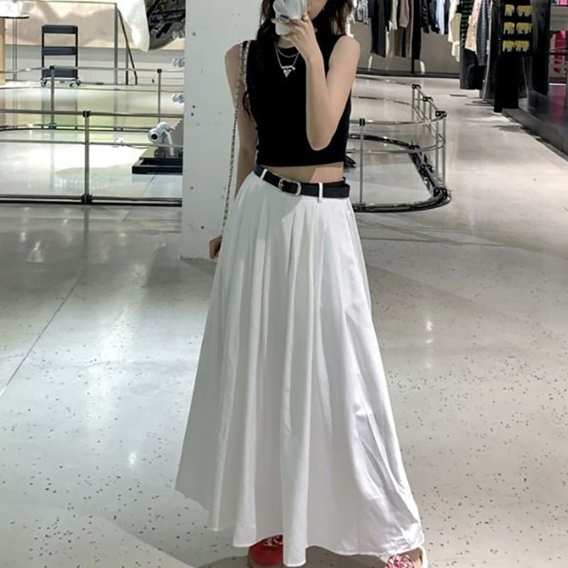 Damen Crop- Elastischer Bund Asymmetrischer Ausschnitt