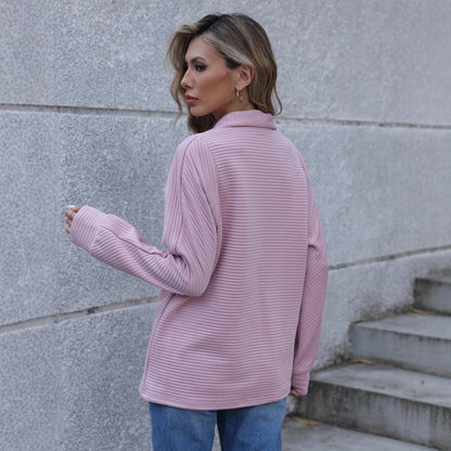 Damen Pullover Rippstruktur Reißverschluss Norvielle