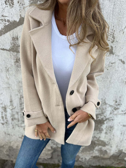 Damen Bouclé-Jacke Doppelter Knopfleiste Norvielle