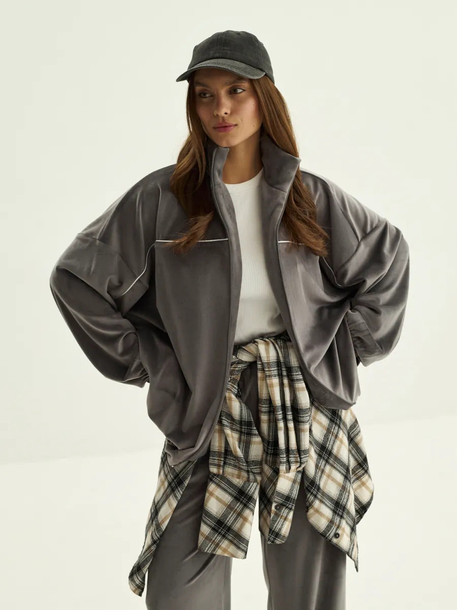 Damen Fleecejacke Funktionale Norvielle Hoher Kragen Weite Ärmel