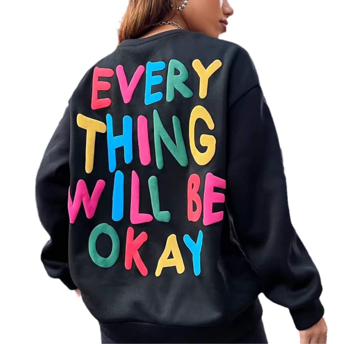 Damen Sweatshirt Bunter Schriftzug Norvielle