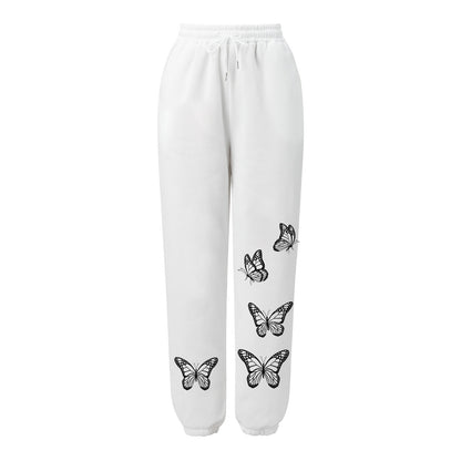 Damen Freizeithose Schmetterlingsmuster Baumwolle