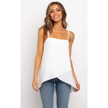 Damen Chiffon-Oberteil Asymmetrisch Spaghetti-Träger Norvielle