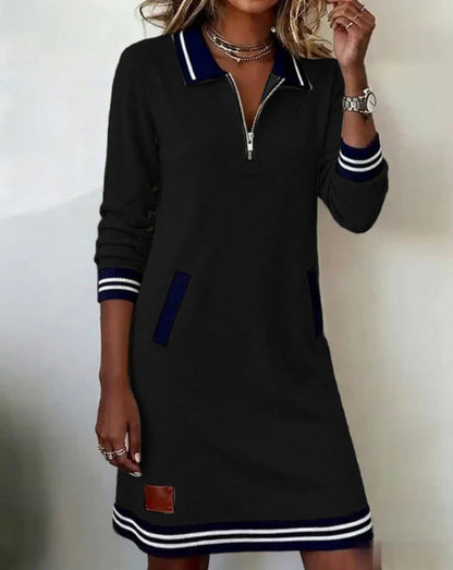 Damen Polo-Kleid Sport-Look Baumwolle Reißverschluss
