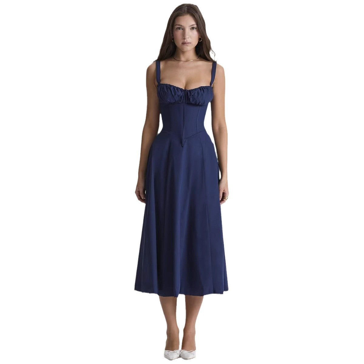Damen Maxikleid Gerafftes Oberteil Eleganter Schnitt Norvielle