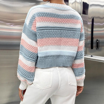 Damen Pullover Streifenmuster Lässiger Schnitt Norvielle