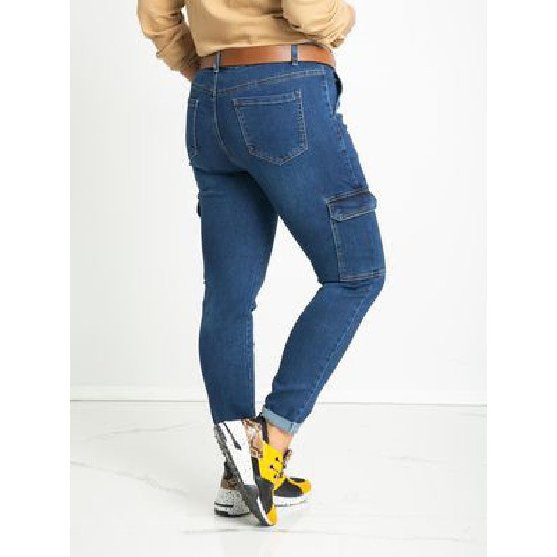 Damen Cargo Jeans Bequem Seitentaschen Norvielle