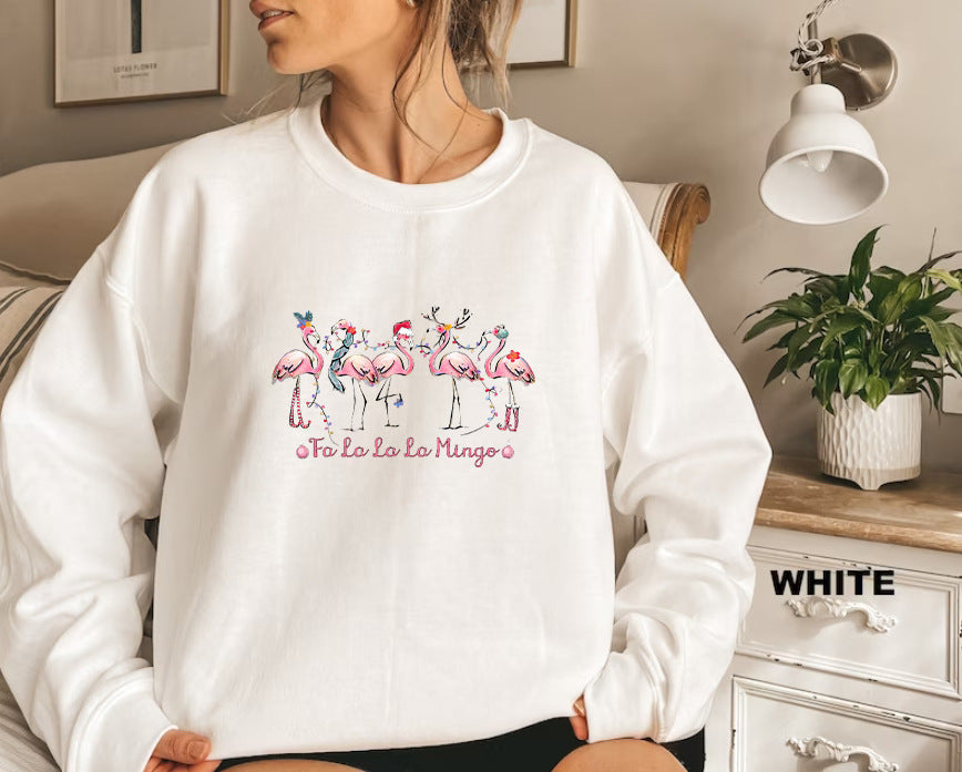 Damen Sweatshirt Flamingo-Motiv Lässiger Schnitt Norvielle