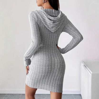 Damen Sweatkleid Kapuze Gestreift Norvielle