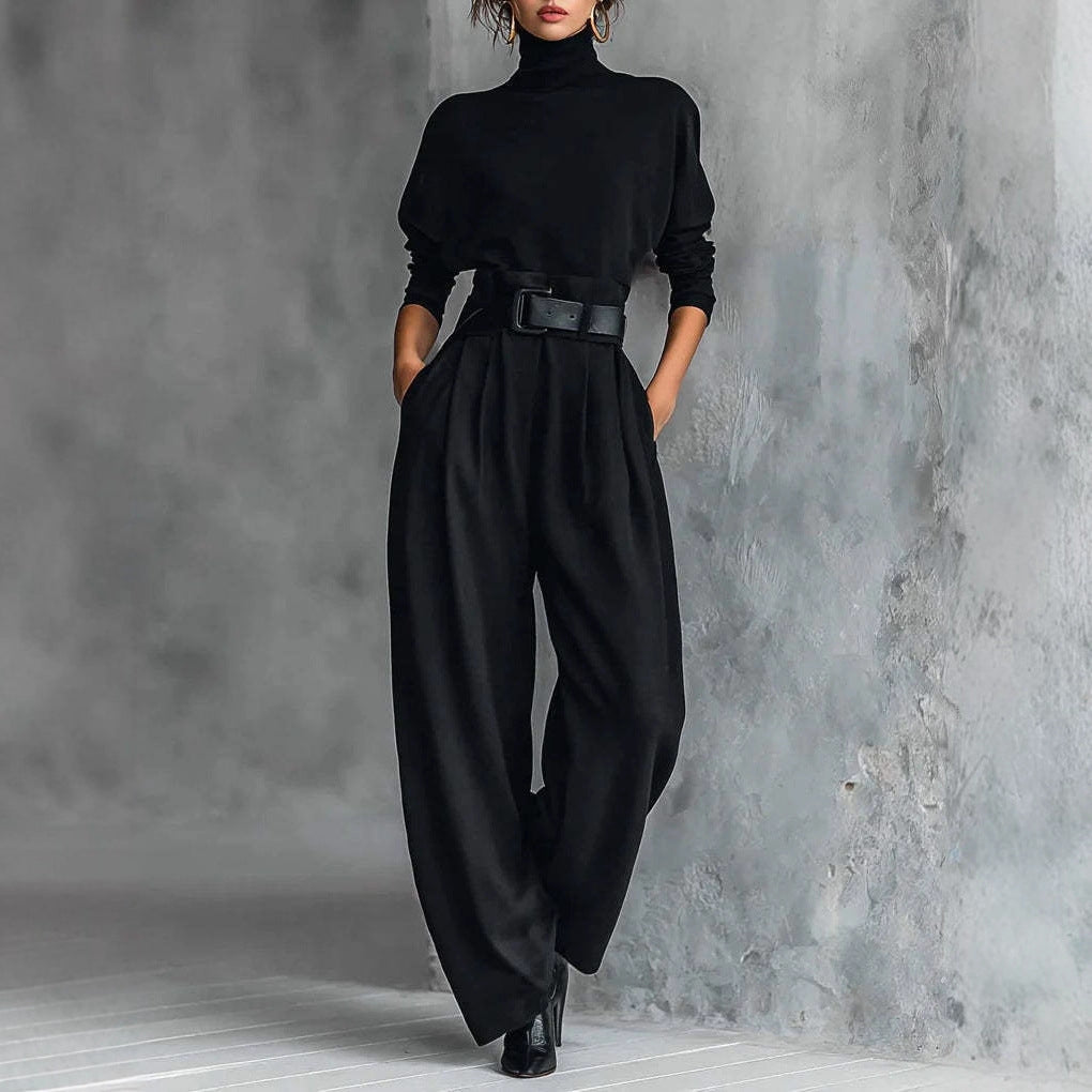 Damen Utility-Jumpsuit Hochkragen Taillengürtel Norvielle - Norvielle
