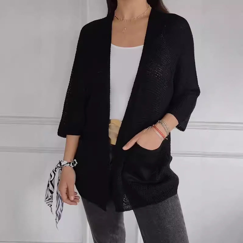 Damen Strickjacke Lässig Mit Taschen Norvielle