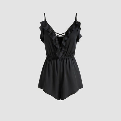 Damen Jumpsuit Volant V-Ausschnitt Norvielle