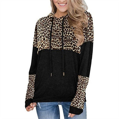 Damen Kapuzenpullover Leopardenmuster Lässig Norvielle