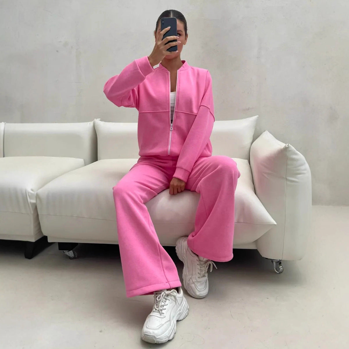 Damen Sportliches Lounge-Set Kuschelige Jacke Bequeme Hosen Norvielle