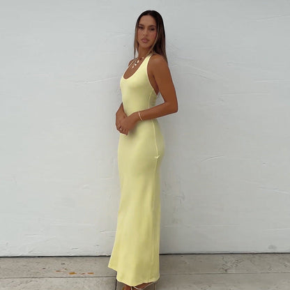 Damen Maxikleid Elegantes Norvielle Mit Tiefem Rückenausschnitt