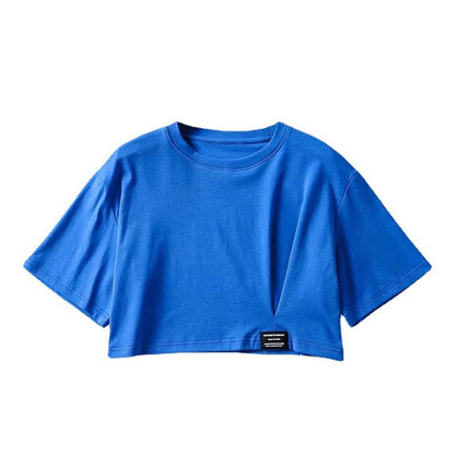 Damen Cropped T-Shirt Lässiger Schnitt Modern Weiß