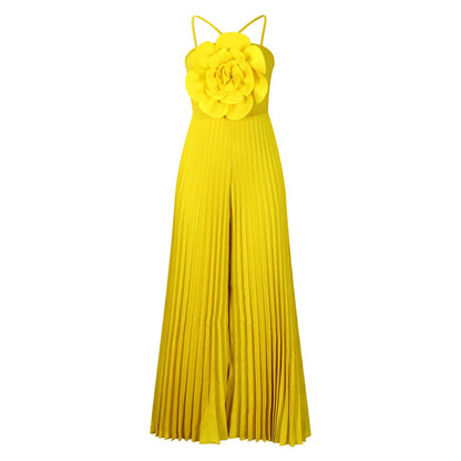 Damen Jumpsuit Plissee-Design Blumenmuster