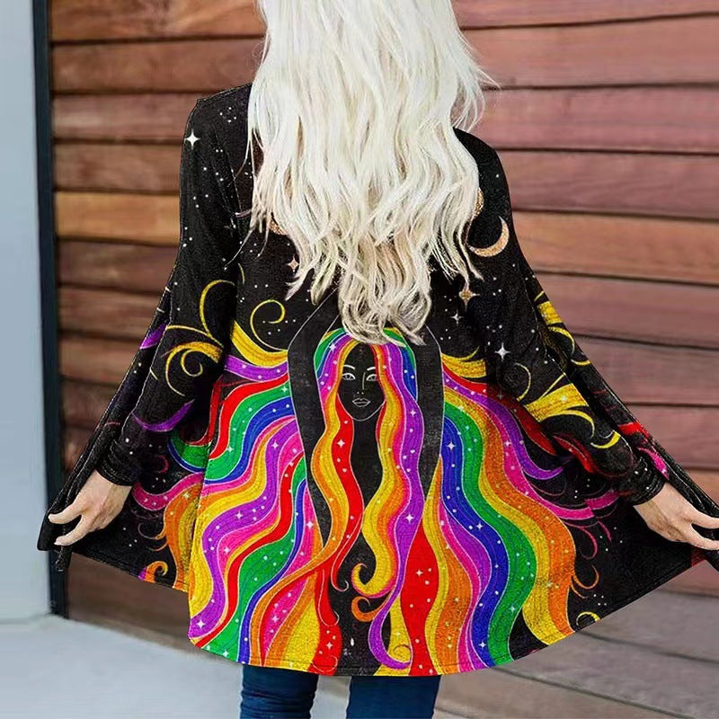 Damen Kapuzenpullover Weit Norvielle Bunt