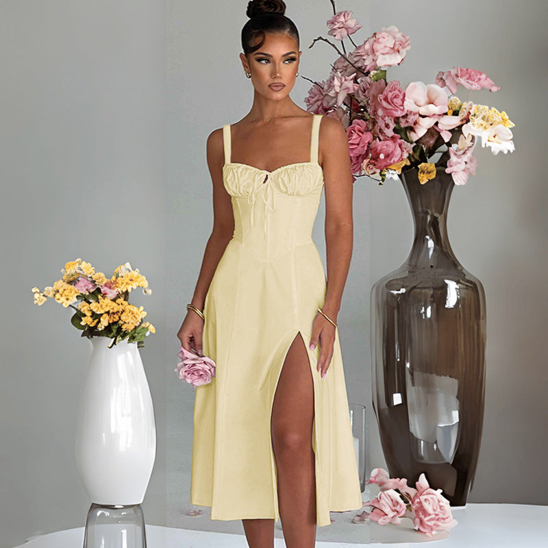Damen Elegantes Midi-Kleid V-Ausschnitt Taillenbetonung Norvielle
